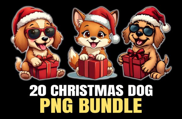 20 Cute Christmas Dog Puppy PNG Bundle: A Seller’s Review of the Illustrations