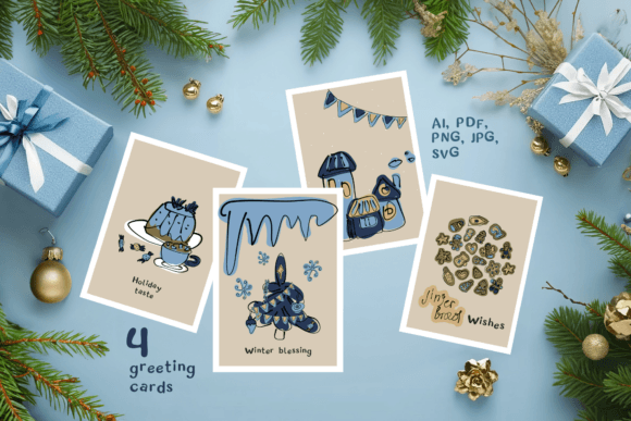 A Set of Cards with Christmas Cookies: A Designer’s Review for Holiday Illustrations