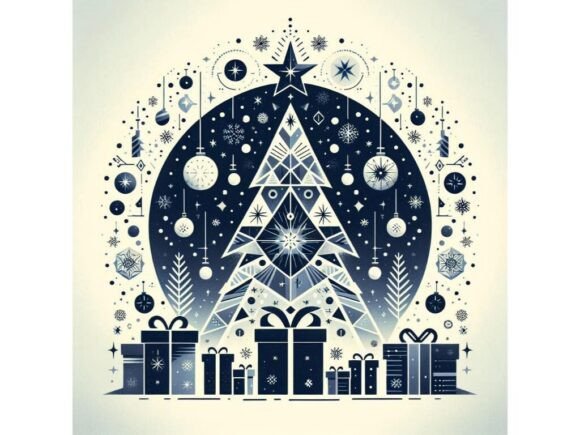 A Silhouette of a Geometric Christmas Tr Illustrations Review
