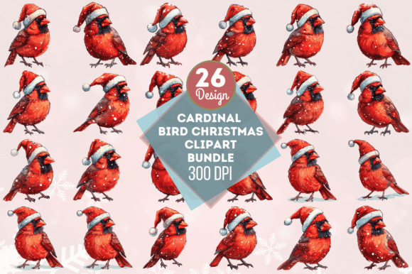 Cardinal Bird Christmas Clipart Bundle: Illustrations for Handmade Sellers