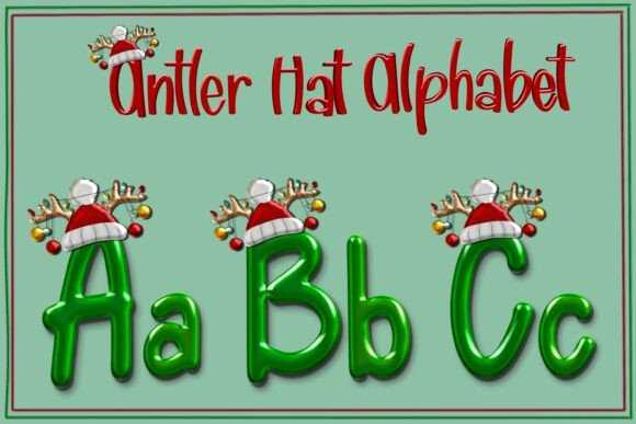 Christmas Antler Hat Alphabet - PNGs in Illustrations