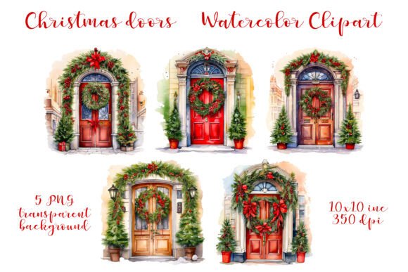 Christmas Door Watercolor Clipart PNG: A Brand Designer’s Review for Illustrations