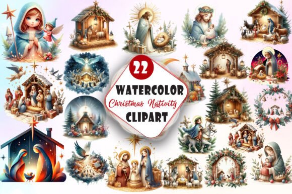 Christmas Nativity Sublimation Clipart for Brand Illustrations