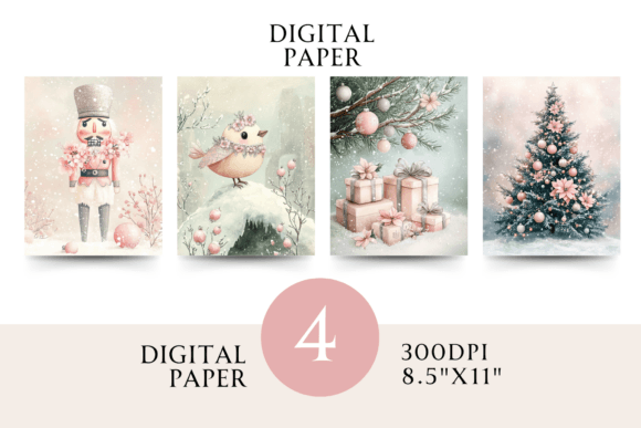 Christmas Pastel Pink Paper Review for Modern Illustrations