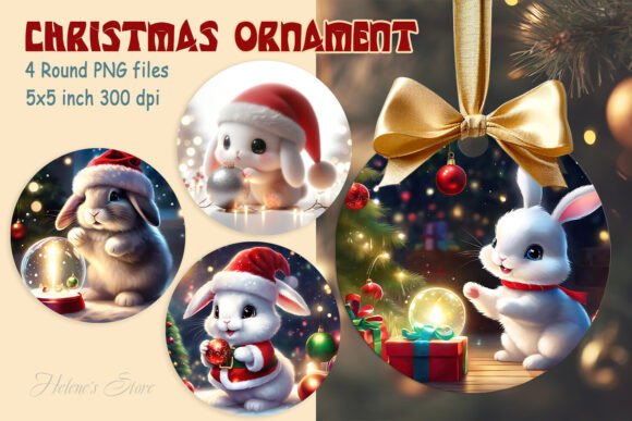 Christmas Rabbits Ornaments Sublimation: A Publisher’s Review of Seasonal Illustrations