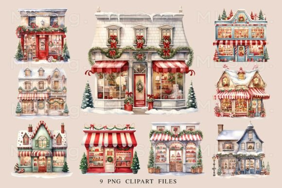 Christmas Shop Clipart Png Bundle for Illustrations