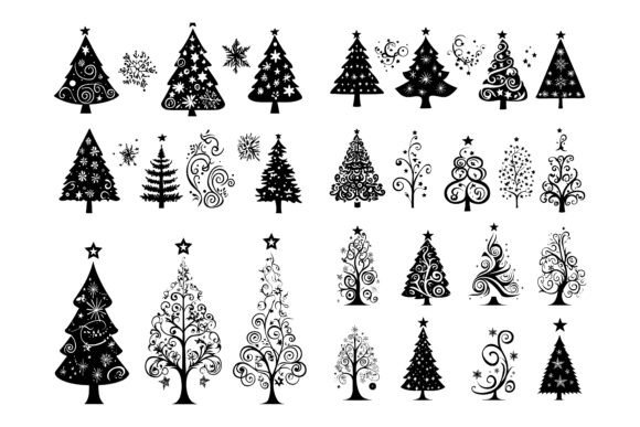 Christmas Tree Vector Silhouettes Vector in Illustrations