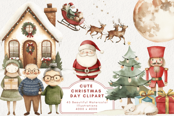 Cute Christmas Day Clipart for Festive Illustrations