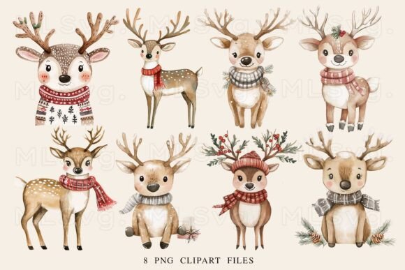 Cute Christmas Reindeer PNG Bundle Review