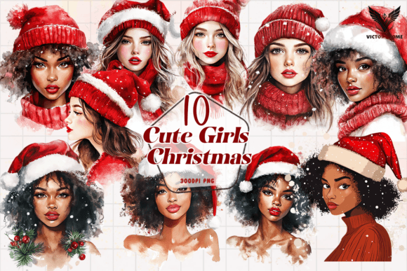 Cute Girls Christmas Clipart PNG: A Review for Handmade Illustrations