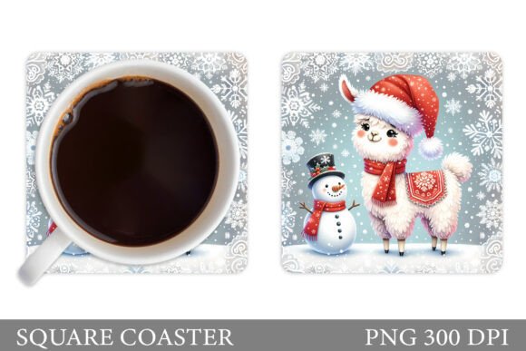 Cute Lama Coaster. Christmas Coaster Illustrations Review