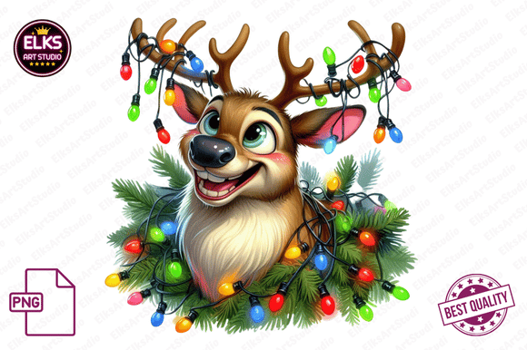Funny Christmas Reindeer PNG Clipart for Modern Illustrations