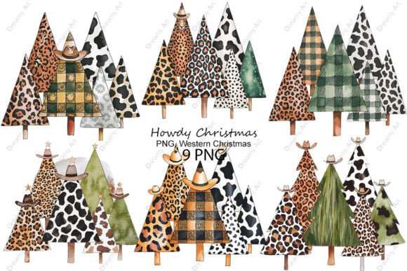 Howdy Christmas PNG, Western Christmas Illustrations