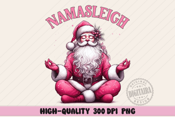 Namasleigh Yoga Santa,Funny Christmas Illustrations