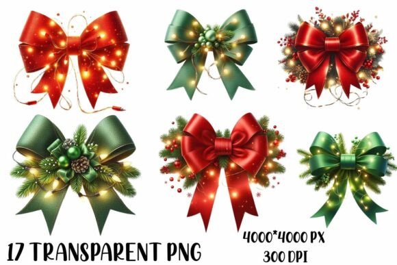 Review: 17 Christmas Bow with Lighting PNG in Illustrations