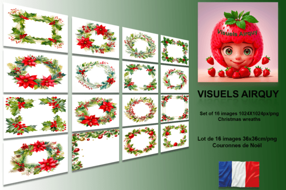 Set of 16 Images of Christmas Wreaths
