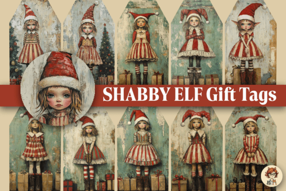 Shabby Elf Gift Tags - Christmas: A Designer’s Review for Editorial Illustrations