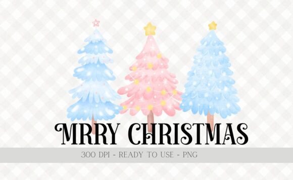 Watercolor Christmas Trees PNG Clipart